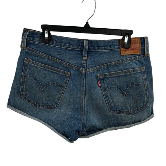 Levi's Blue Explorer Medium Wash Denim 501 Cutoff Shorts - Picture 8 of 11